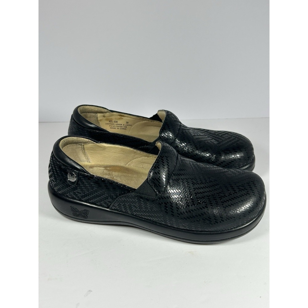 Alegria PG Lite Kel-530 Black Dazzler Pro Slip On Comfort Leather Shoe Sz 8 38.5